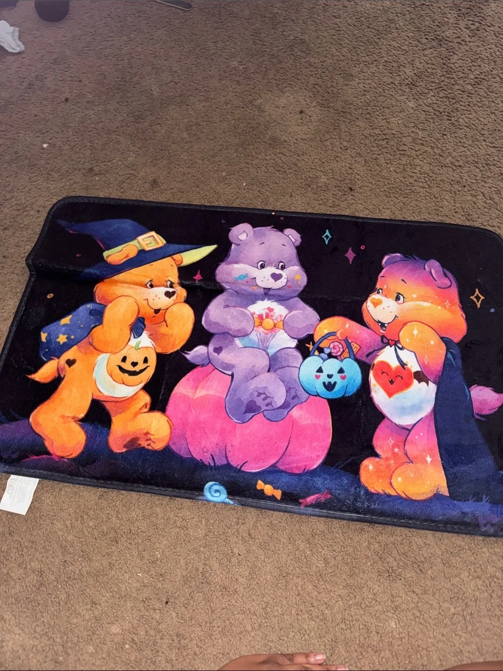 Care Bears Plush Halloween Rug - Orange, Purple, Pink, Blue, Black